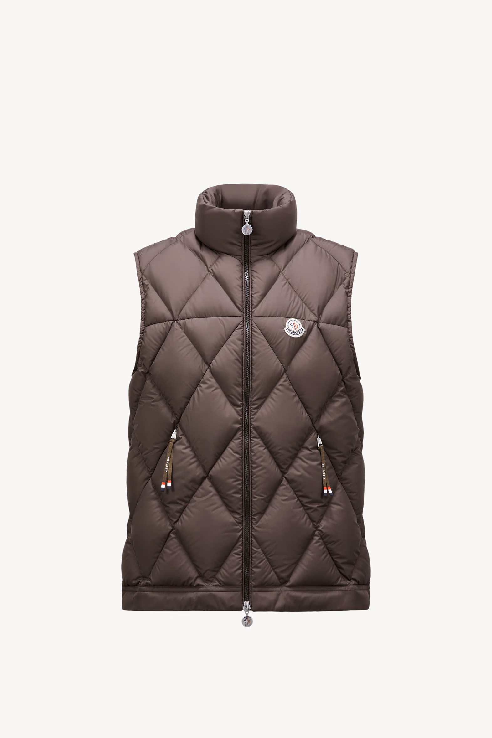 Aroula Hooded Diamond-Quilted Down Vest Men Dark Brown Moncler 2